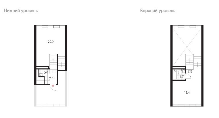 Двухкомнатная квартира 39.4 м²